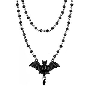 Black Bat Pendant Necklace